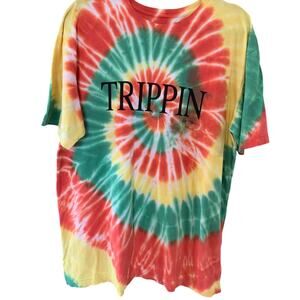 RING OF FIRE TIE DYE T-SHIRT GRAPHIC "TRIPPIN" SHORT SLEEVE SIZE XXL